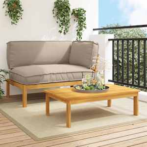 Kavčna garnitura z blazino 2 pcs Taupe Masiven les akacije