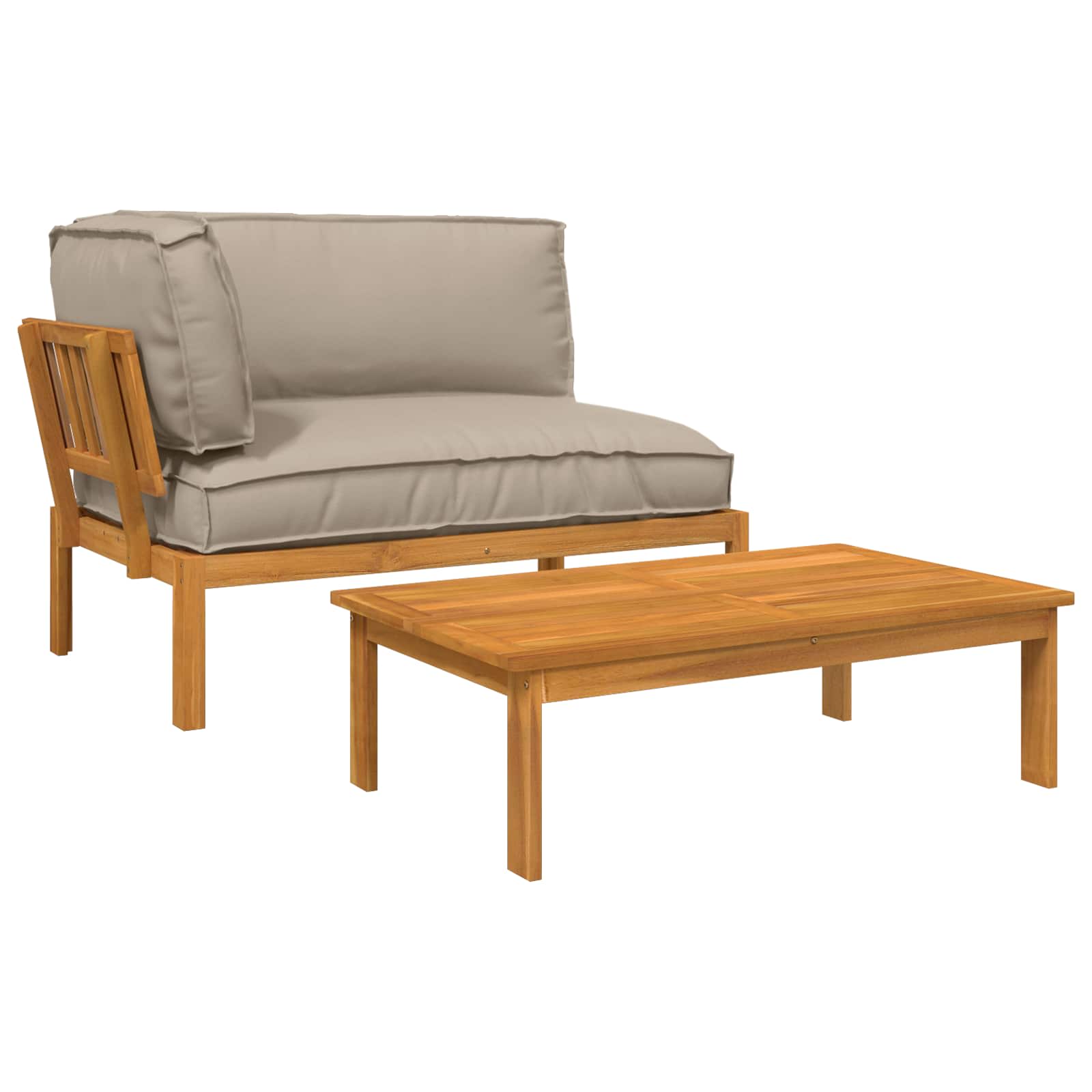 Bankstel met kussen Effen 2 pcs Taupe Massief Acaciahout image 2