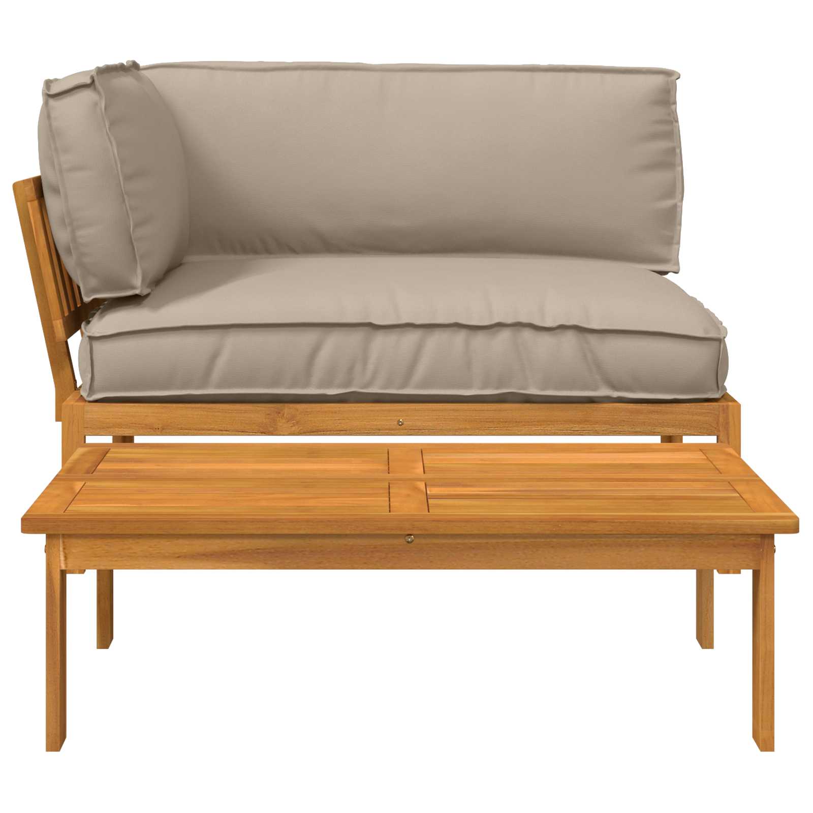 Bankstel met kussen Effen 2 pcs Taupe Massief Acaciahout image 9