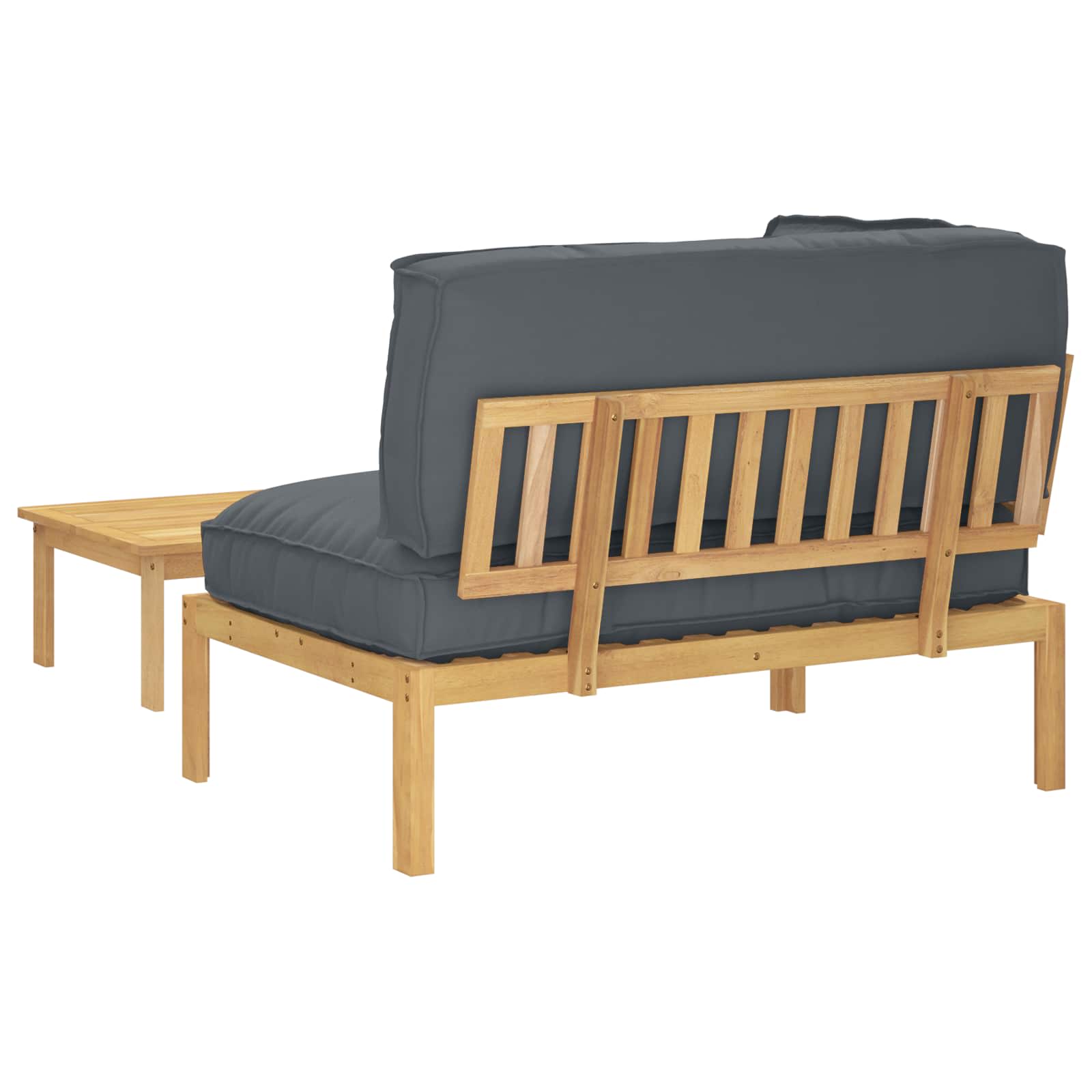 Bankstel met kussen Effen 2 pcs Antraciet Massief Acaciahout image 11