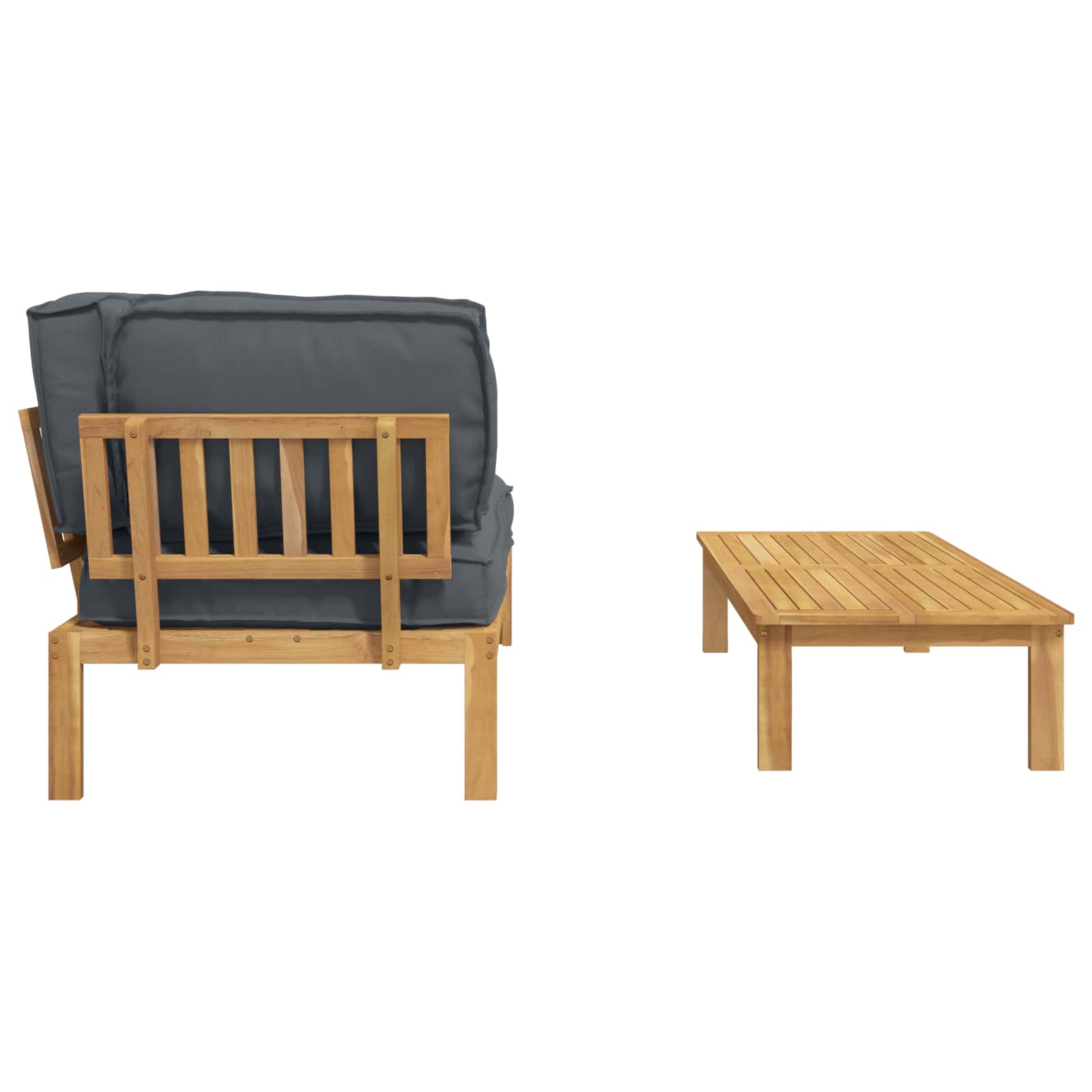 Bankstel met kussen Effen 2 pcs Antraciet Massief Acaciahout image 10