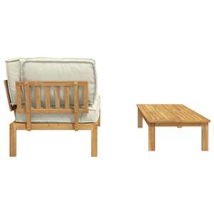 Set pohovek s polštářem 2 pcs Krémová Masivní akátové dřevo - obrázek 10