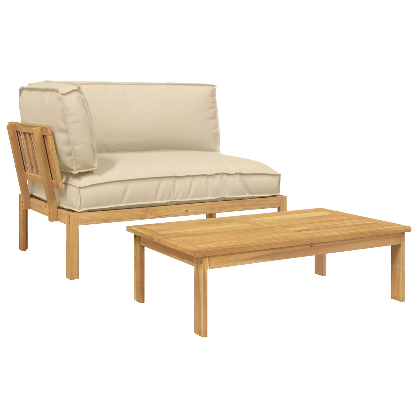 Bankstel met kussen Effen 2 pcs Beige Massief Acaciahout image 2