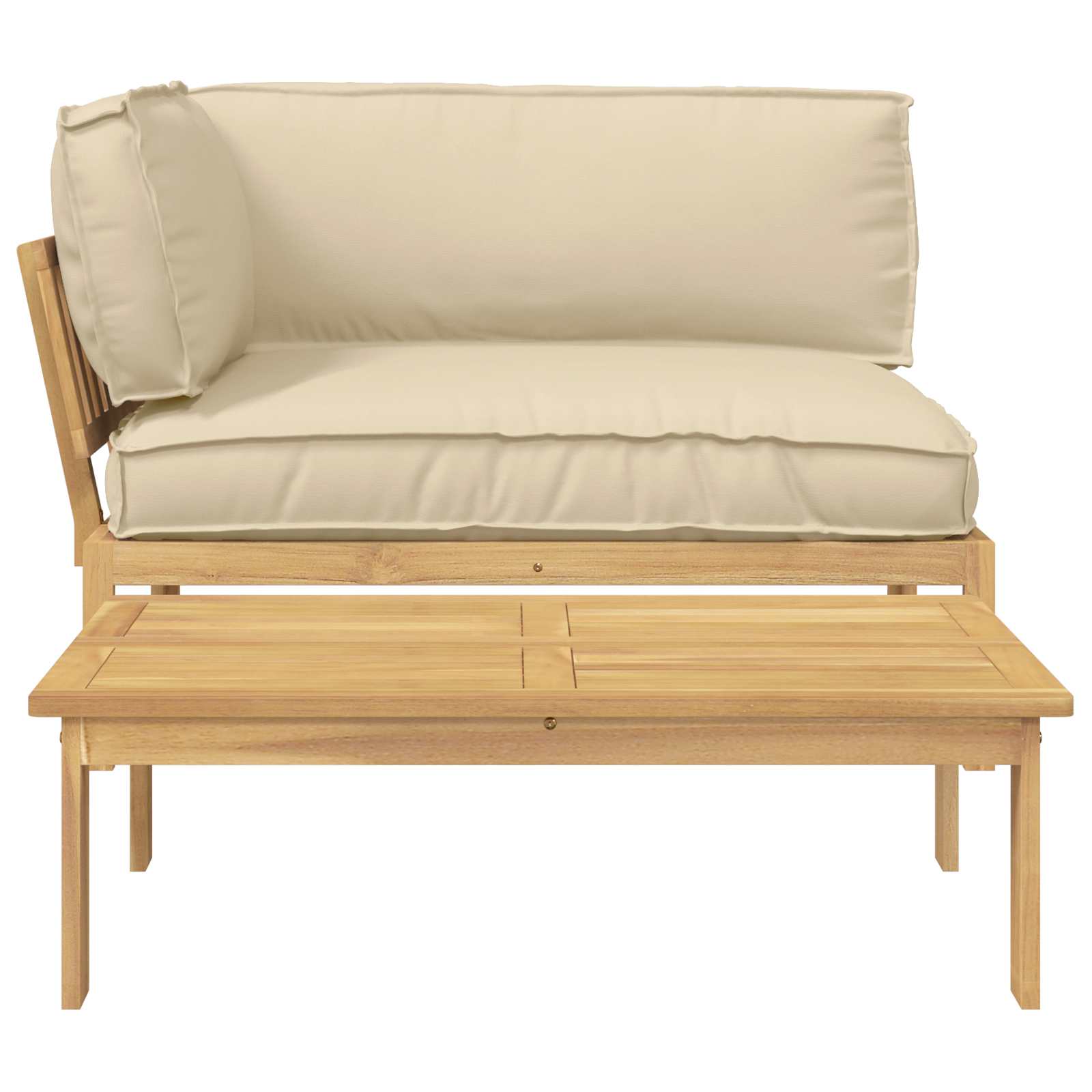 Bankstel met kussen Effen 2 pcs Beige Massief Acaciahout image 9