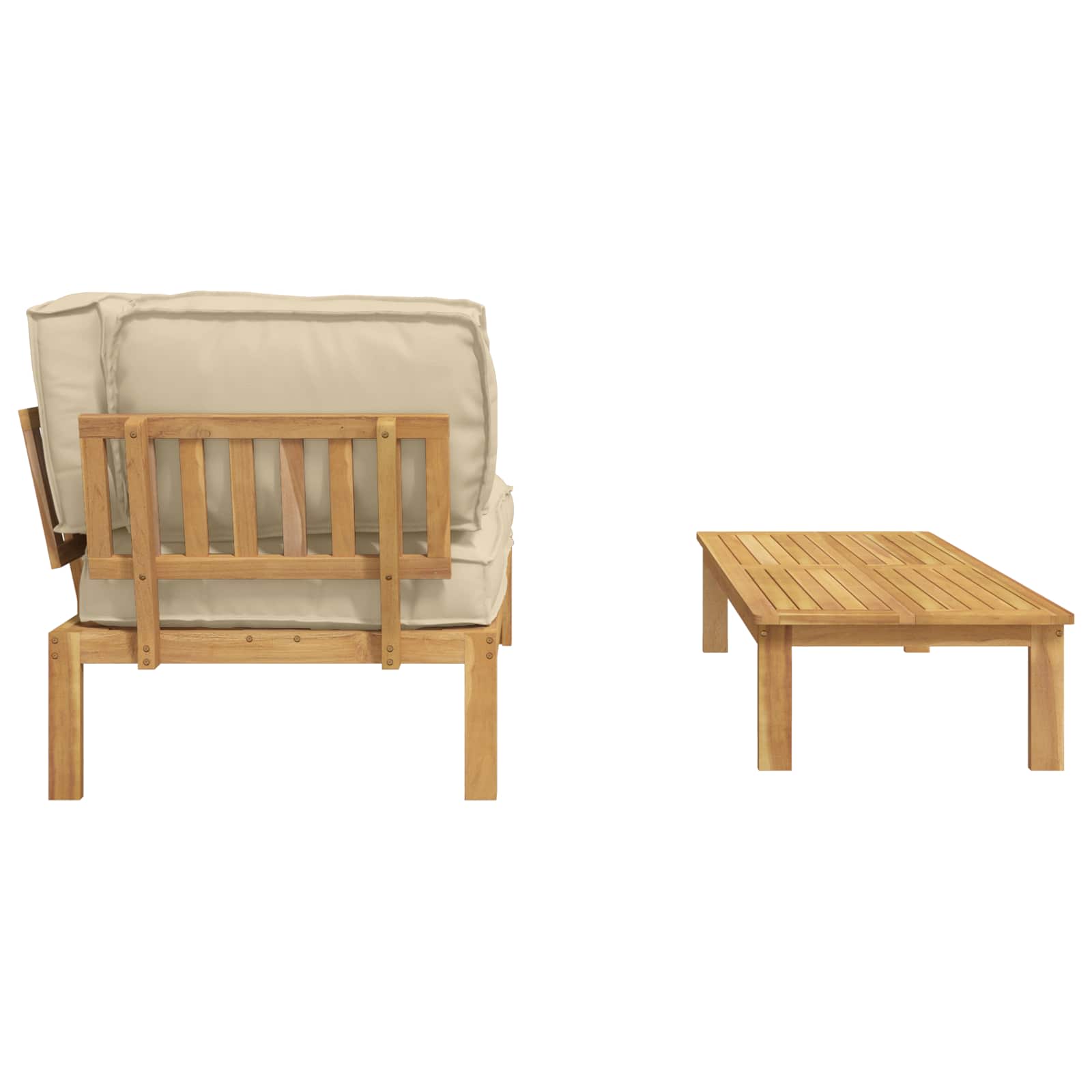 Bankstel met kussen Effen 2 pcs Beige Massief Acaciahout image 10