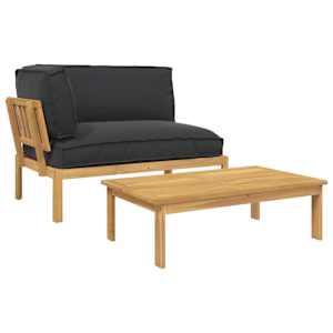 Set pohovek s polštářem 2 pcs Černá Masivní akátové dřevo - obrázek 2