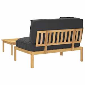 Set pohovek s polštářem 2 pcs Černá Masivní akátové dřevo - obrázek 11
