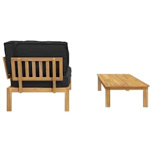 Set pohovek s polštářem 2 pcs Černá Masivní akátové dřevo - obrázek 10