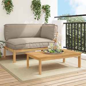 Set pohovek s polštářem 2 pcs Taupe Masivní akátové dřevo - obrázek 1