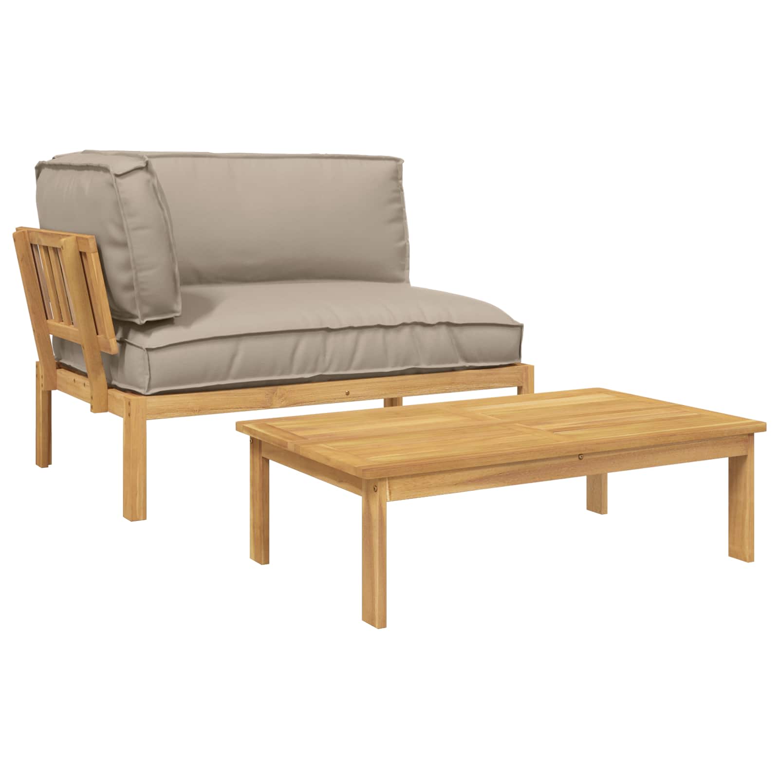 Bankstel met kussen Effen 2 pcs Taupe Massief Acaciahout image 2