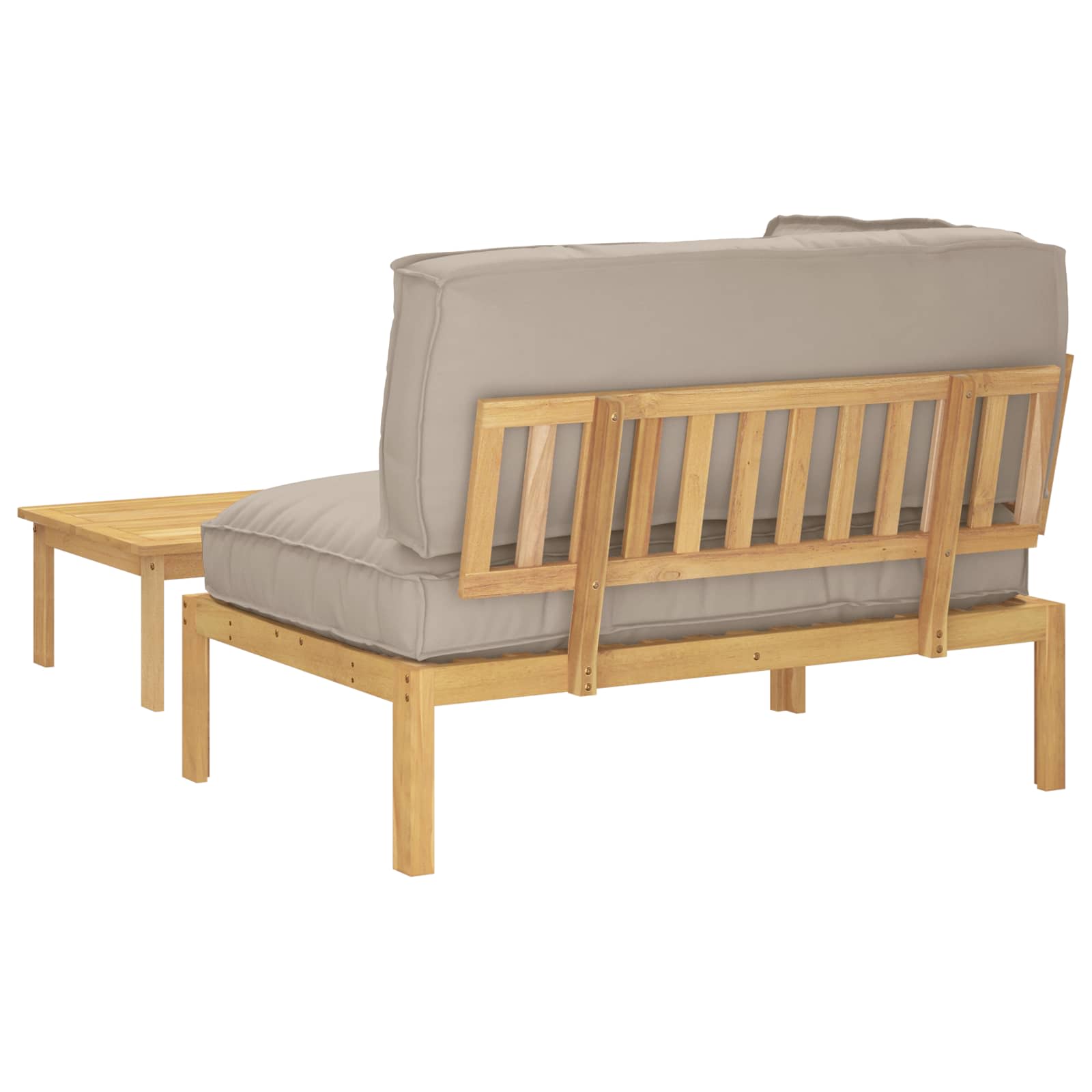 Bankstel met kussen Effen 2 pcs Taupe Massief Acaciahout image 11