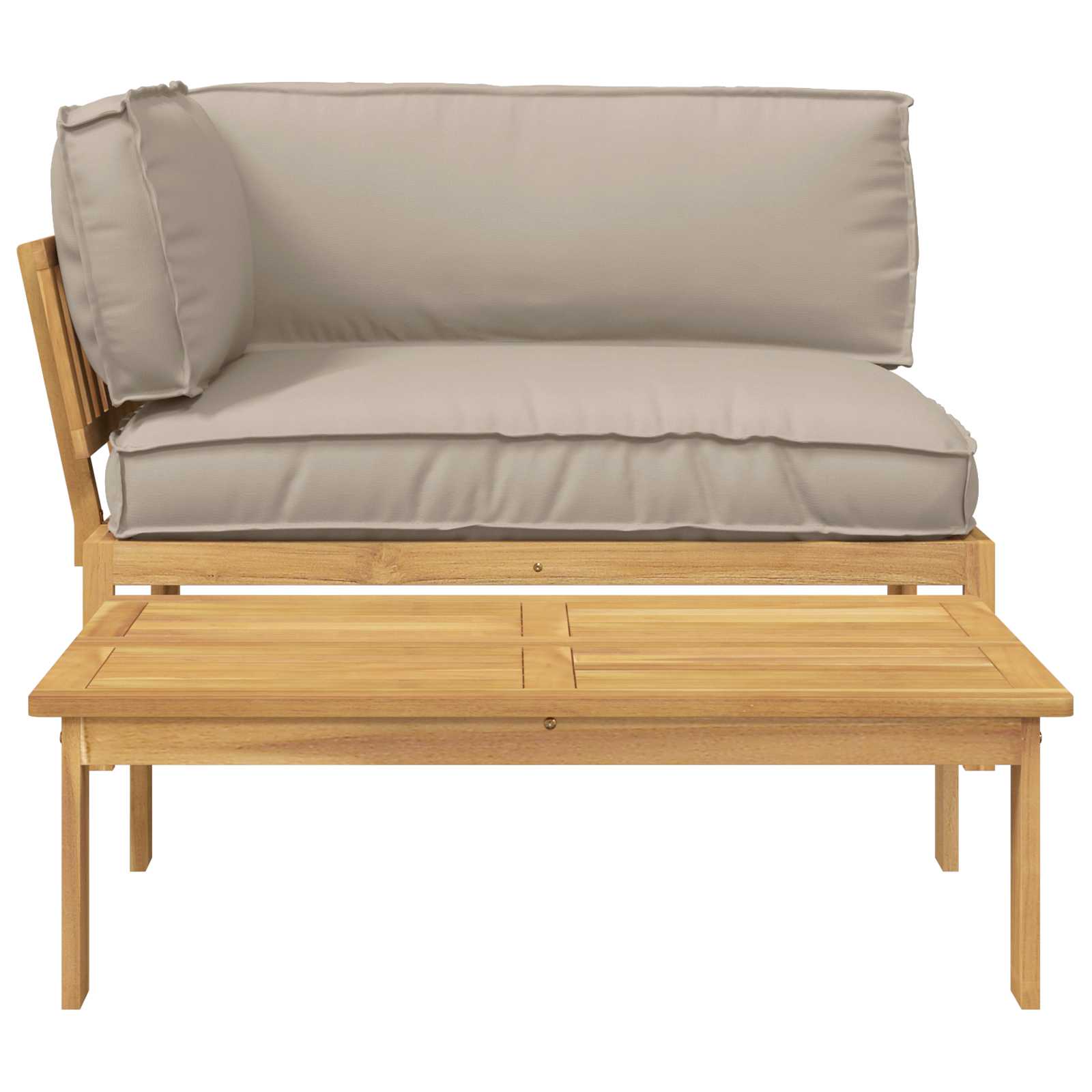 Bankstel met kussen Effen 2 pcs Taupe Massief Acaciahout image 9