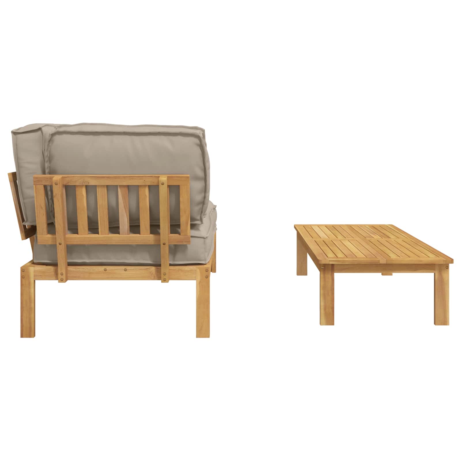 Bankstel met kussen Effen 2 pcs Taupe Massief Acaciahout image 10