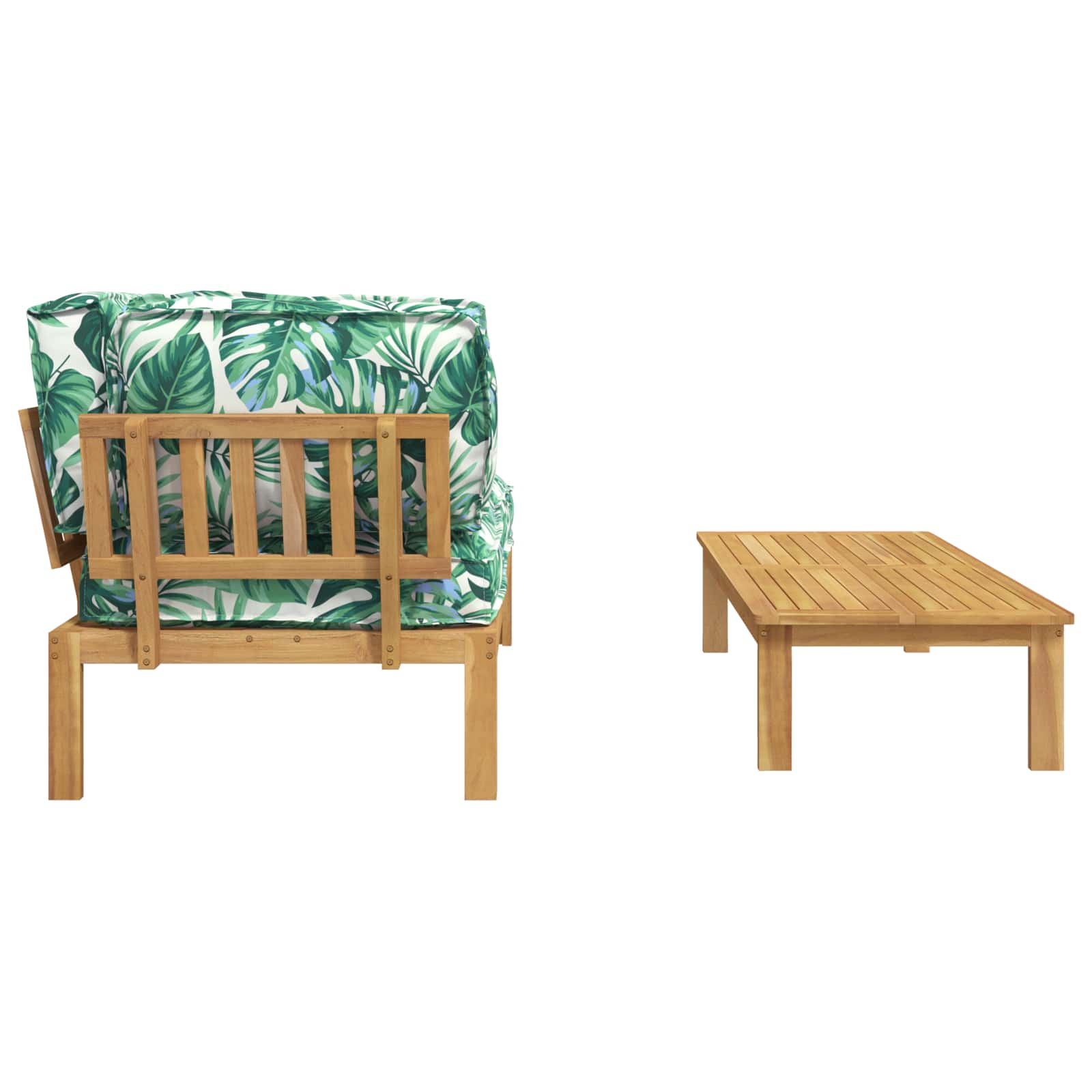 Bankstel met kussen Blad 2 pcs Bladpatroon Massief Acaciahout image 10