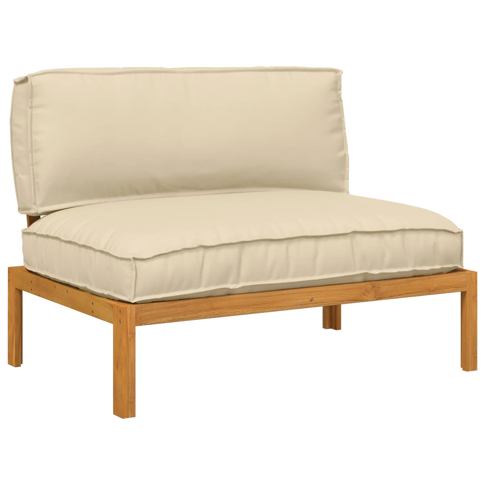 Bankstel met kussen Beige 120 x 92 x 69 cm Massief Acaciahout image 2