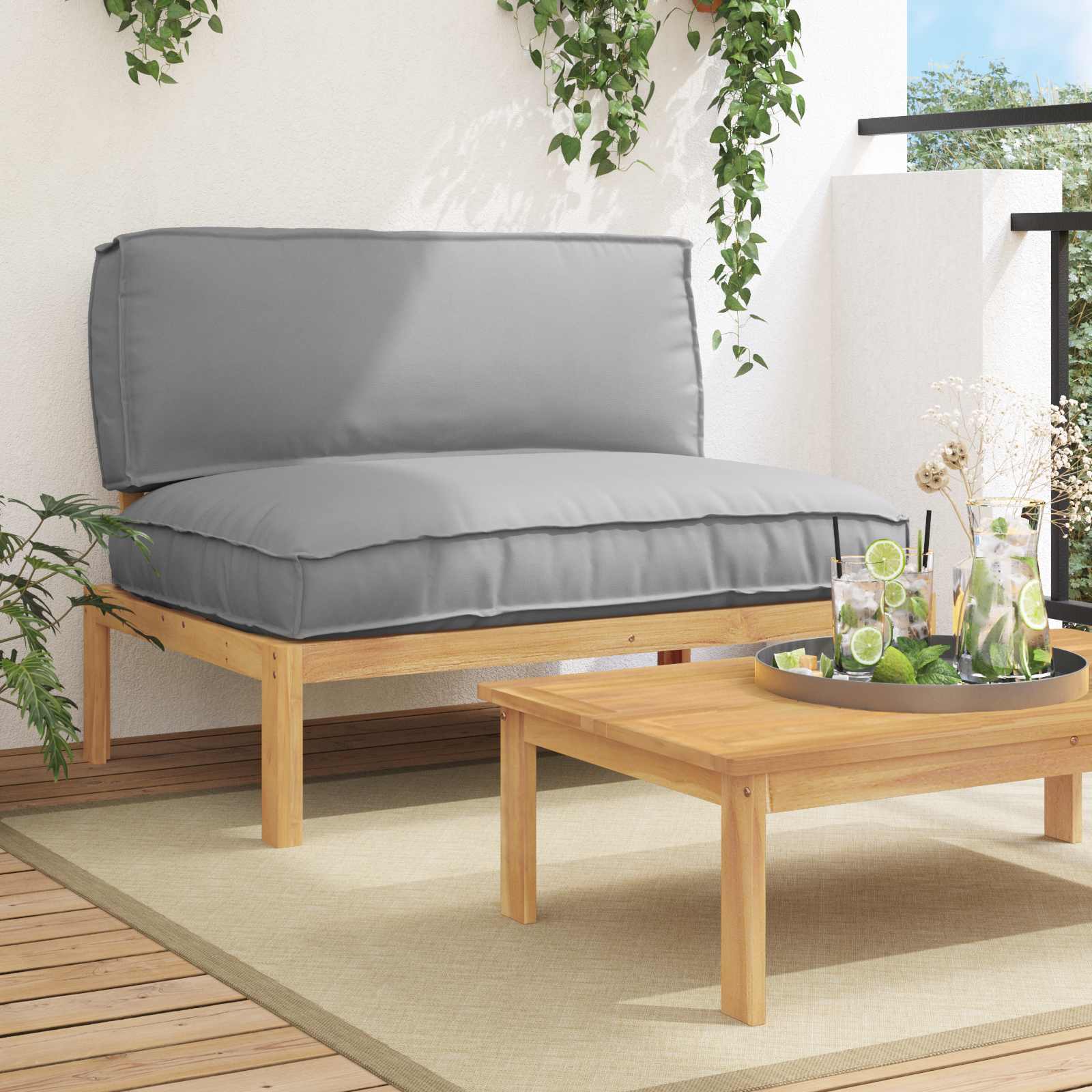 vidaXL Set de canapea Simplu Gri 120 x 92 x 69 cm Lemn Solid de Acacia