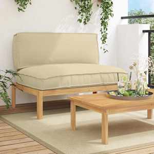 Set pohovek Béžová 120 x 92 x 69 cm Masivní akátové dřevo - obrázek 1