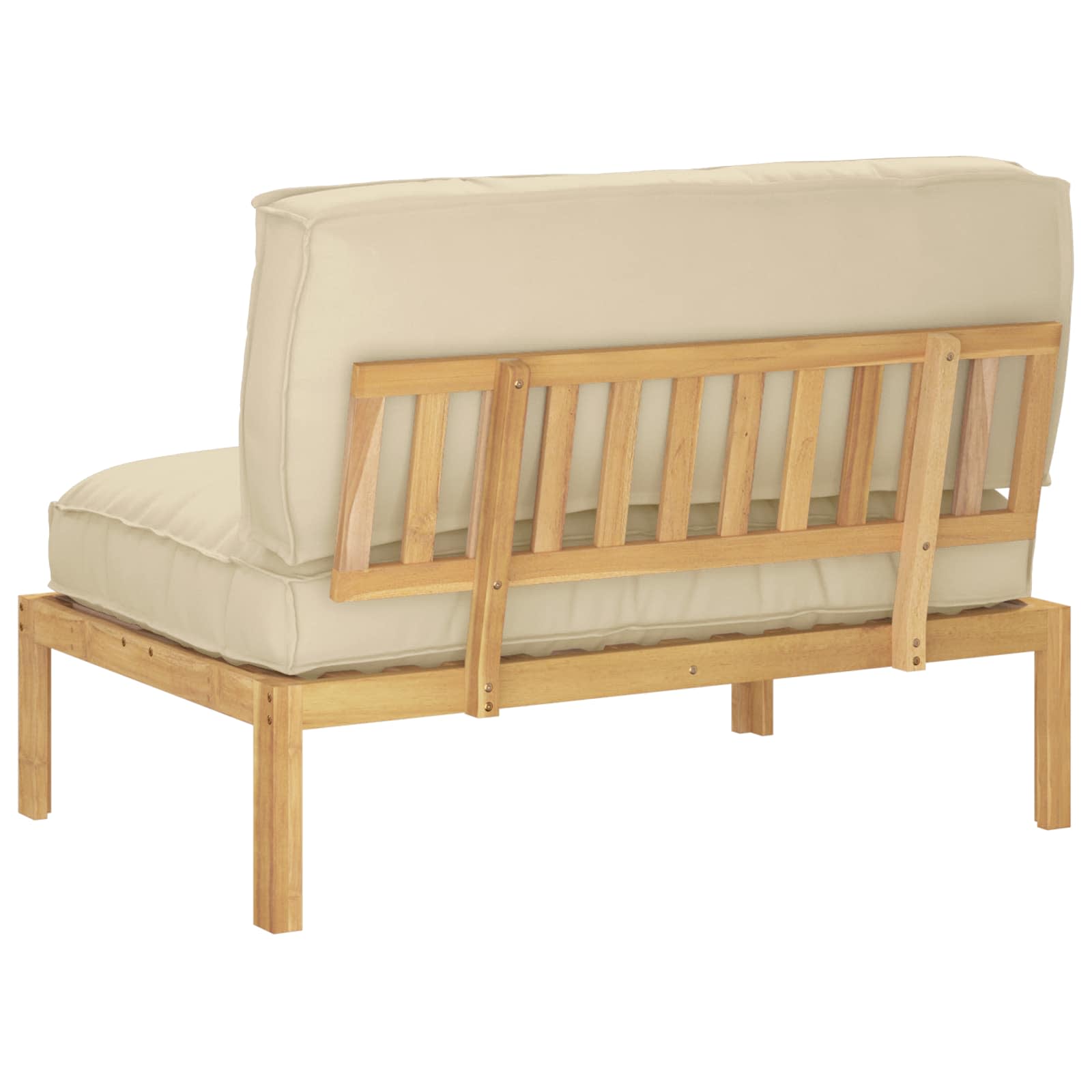 Bankstel met kussen Beige 120 x 80 x 69 cm Massief Acaciahout image 8