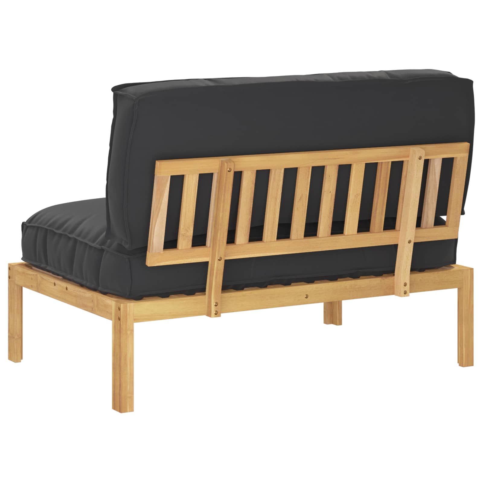 Bankstel met kussen Zwart 120 x 80 x 69 cm Massief Acaciahout image 8