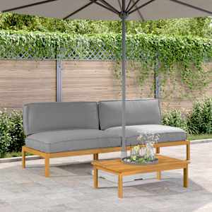 Kavčna garnitura z blazino 2 pcs Siva Masiven les akacije