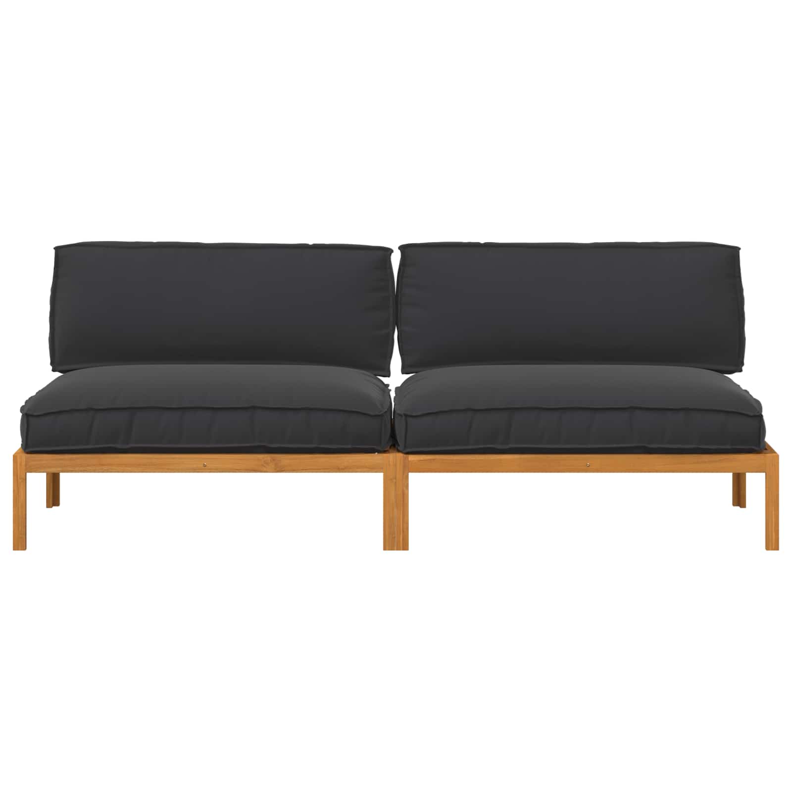 Bankstel met kussen Effen 2 pcs Zwart Massief Acaciahout image 6