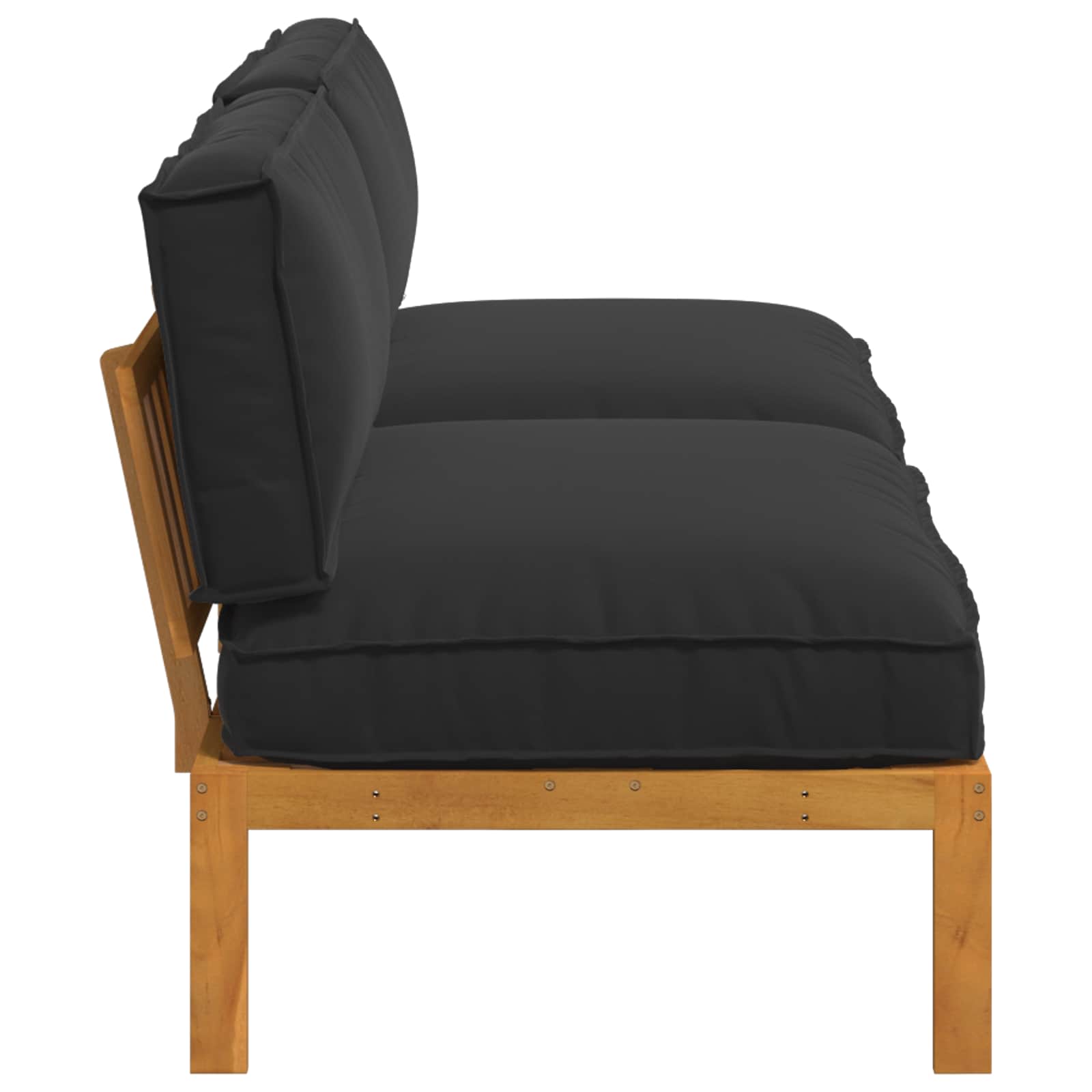 Bankstel met kussen Effen 2 pcs Zwart Massief Acaciahout image 7