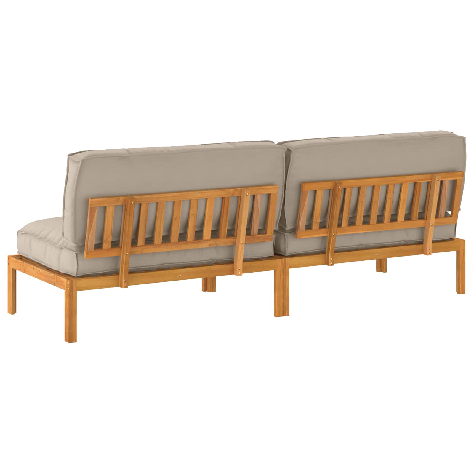 Bankstel met kussen Taupe 240 x 92 x 69 cm Massief Acaciahout image 8