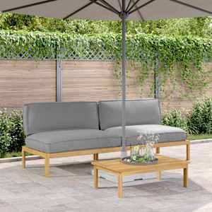 Kavčna garnitura z blazino 2 pcs Siva Masiven les akacije