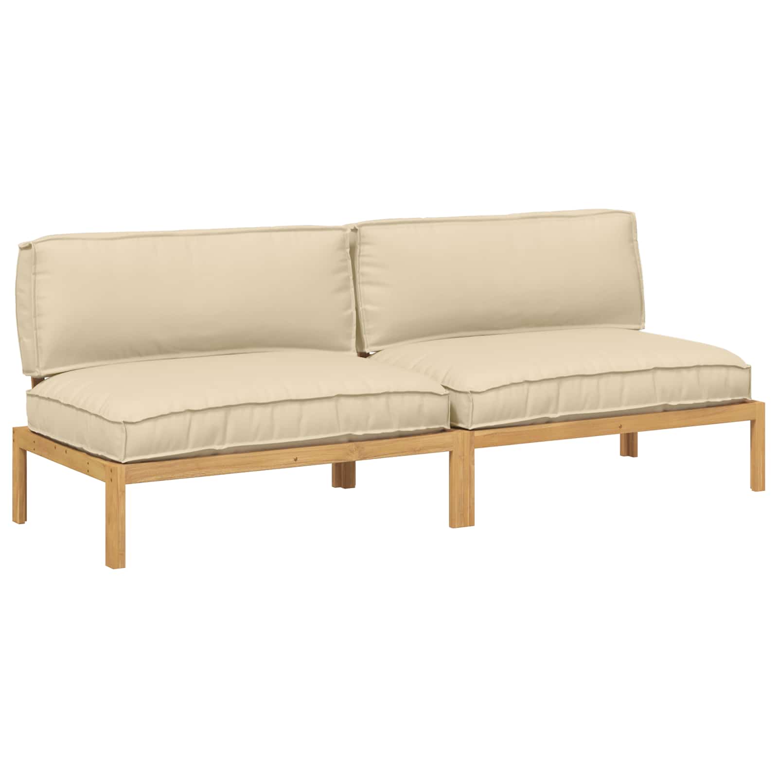 Bankstel met kussen Beige 240 x 92 x 69 cm Massief Acaciahout image 2