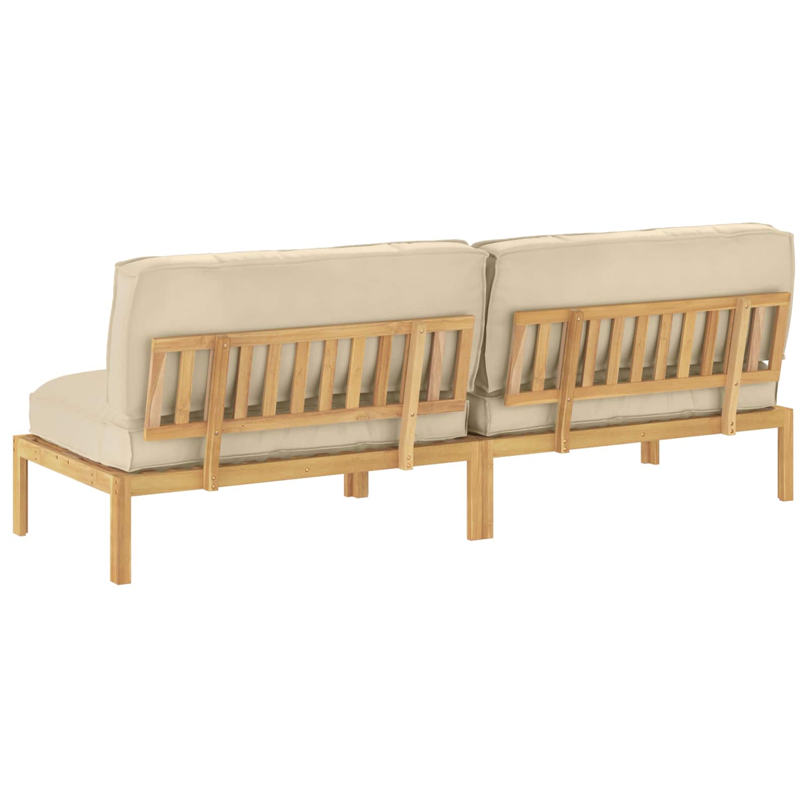 Bankstel met kussen Beige 240 x 92 x 69 cm Massief Acaciahout image 8