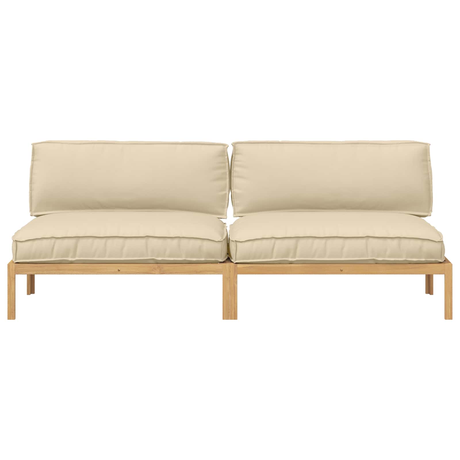 Bankstel met kussen Beige 240 x 92 x 69 cm Massief Acaciahout image 6