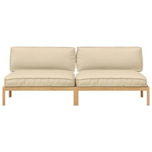 Set pohovek Béžová 240 x 92 x 69 cm Masivní akátové dřevo - obrázek 6