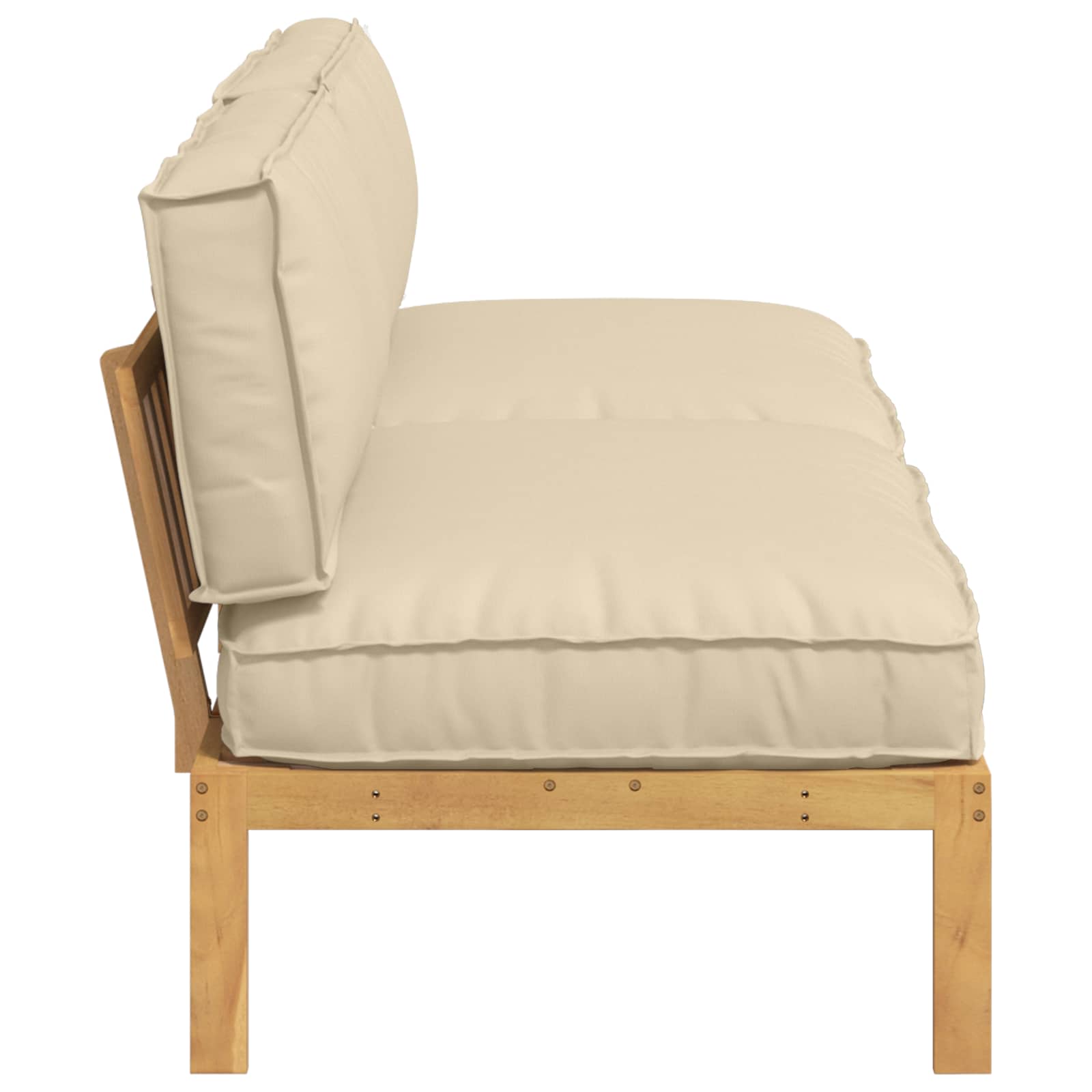Bankstel met kussen Beige 240 x 92 x 69 cm Massief Acaciahout image 7