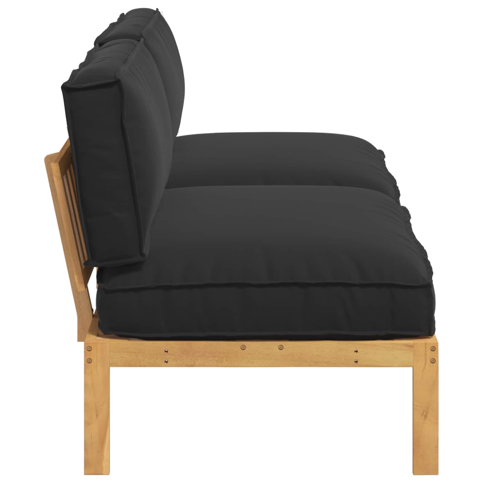 Bankstel met kussen Zwart 240 x 80 x 69 cm Massief Acaciahout image 7