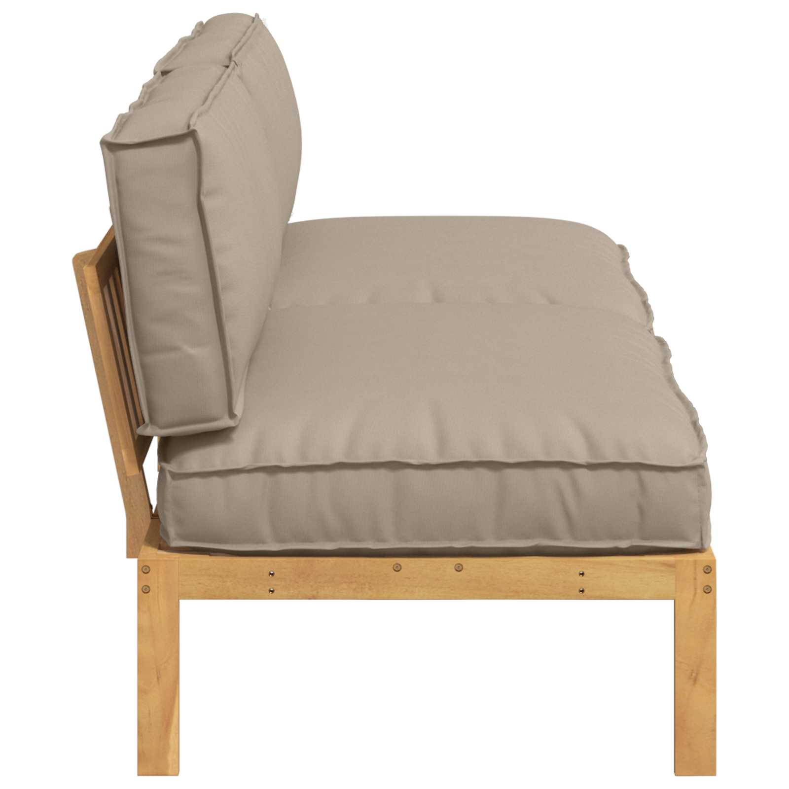 Bankstel met kussen Taupe 240 x 80 x 69 cm Massief Acaciahout image 7