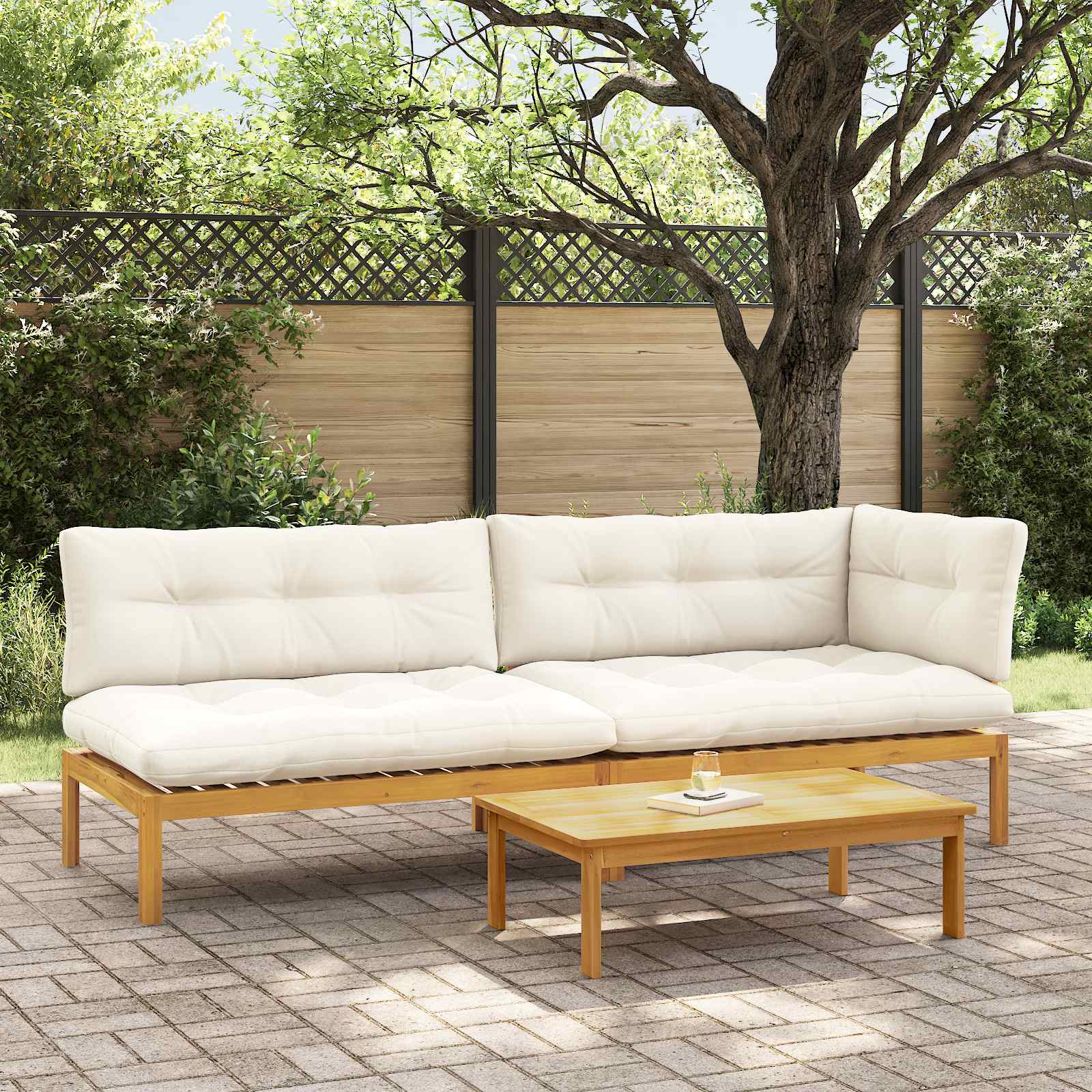 3 Stuk Garden Pallet Sofa Units Massief Acaciahout image 1