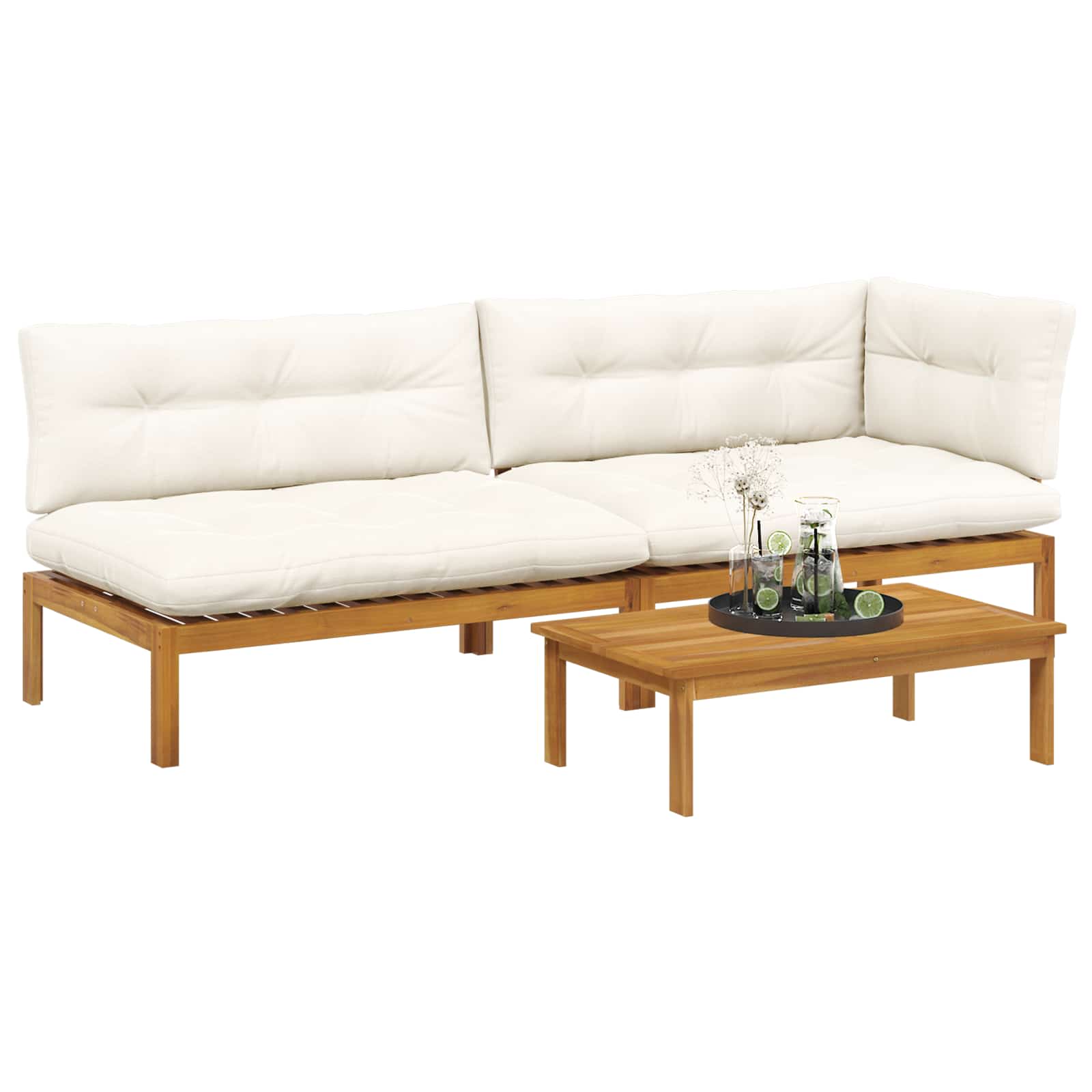 3 Stuk Garden Pallet Sofa Units Massief Acaciahout image 3