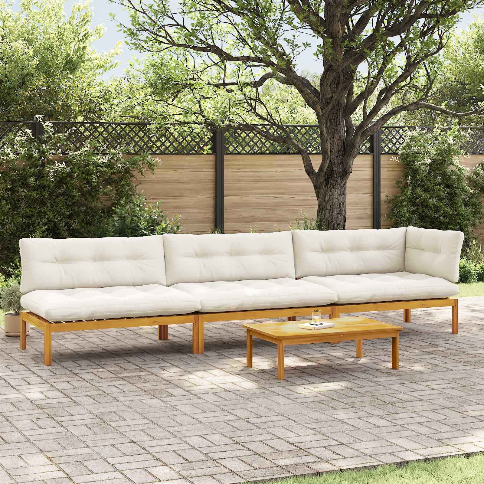 4 Stuk Garden Pallet Sofa Units Massief Acaciahout Naturel image 1