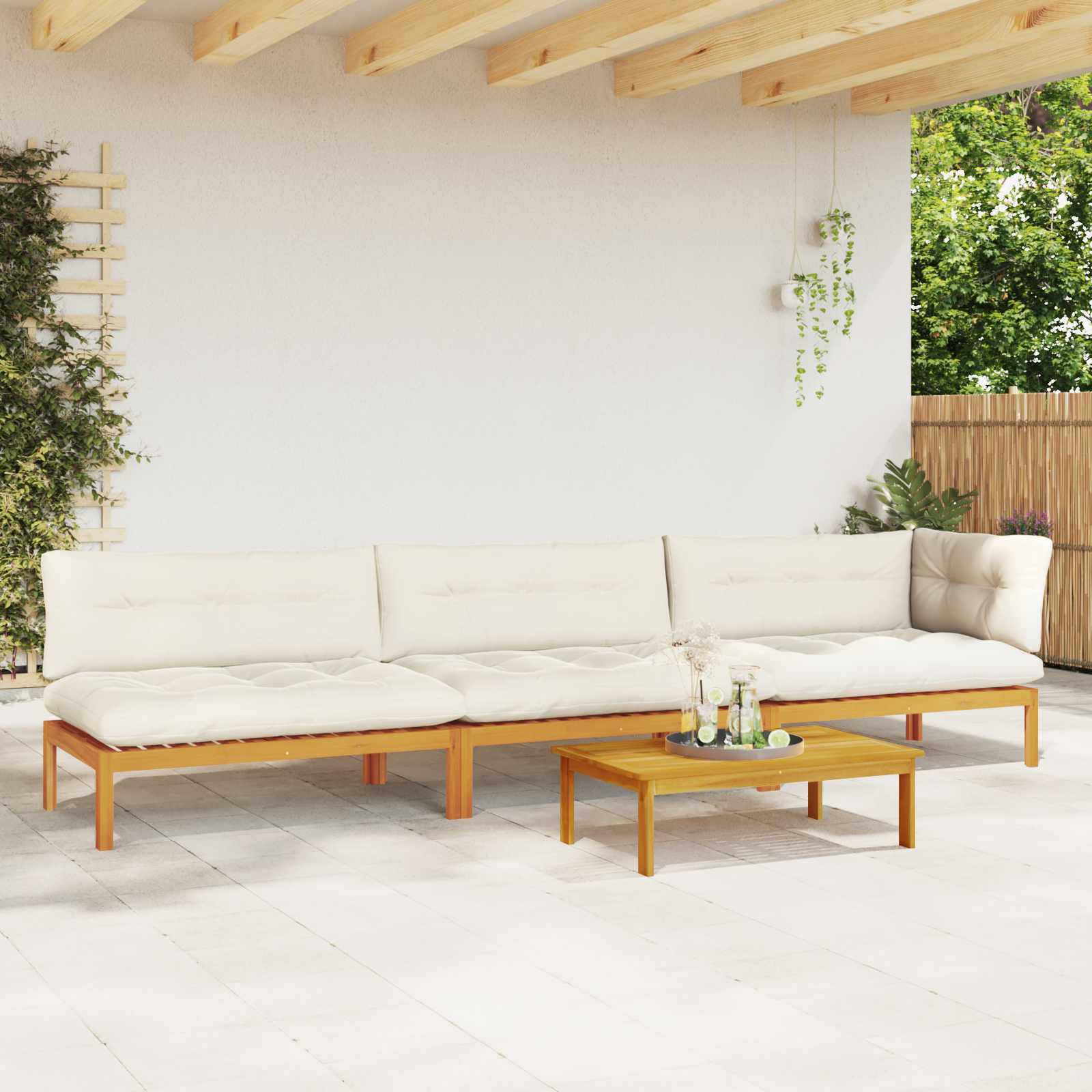 4 Stuk Garden Pallet Sofa Units Massief Acaciahout Naturel image 4