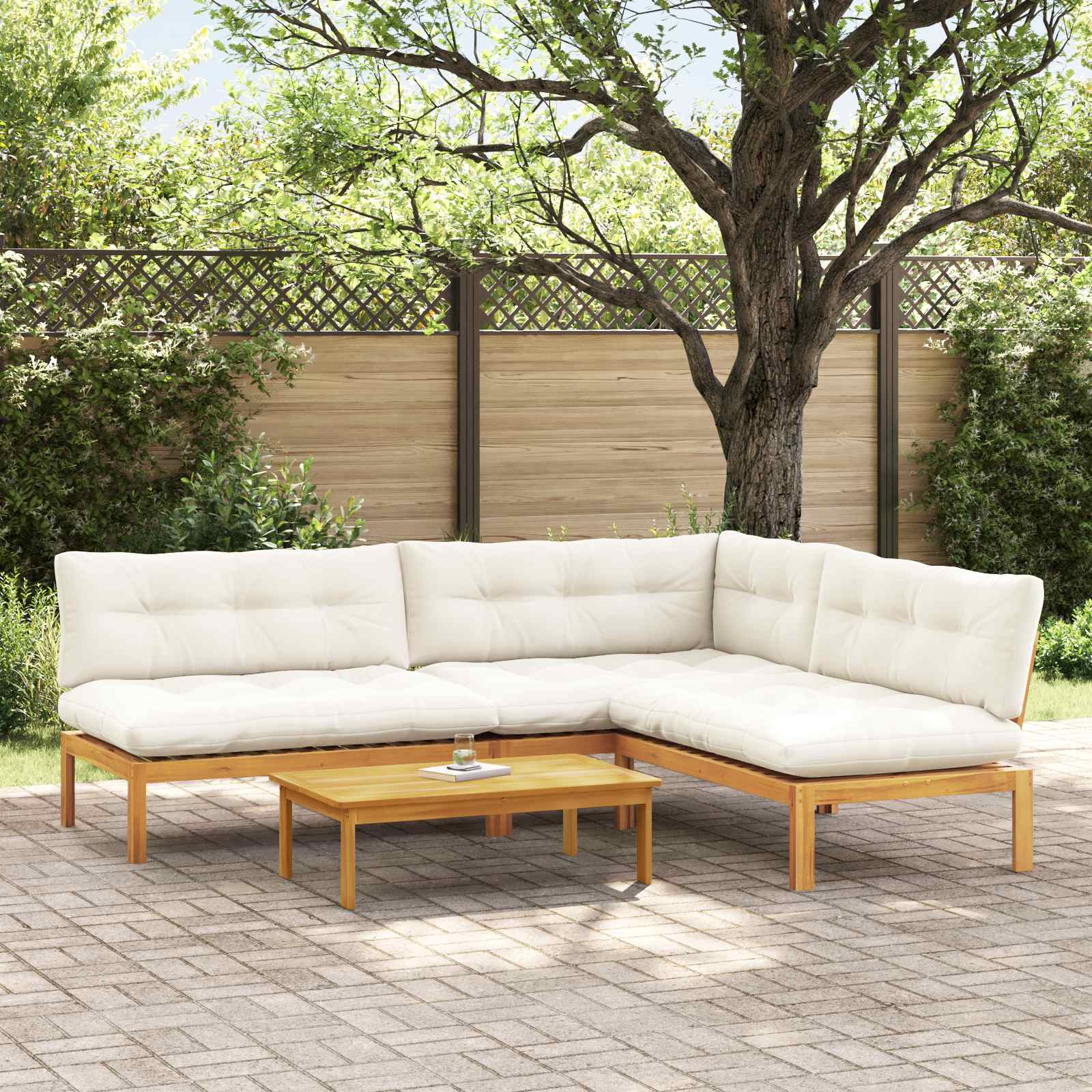 4 Stuk Garden Pallet Sofa Units Massief Acaciahout Naturel image 1