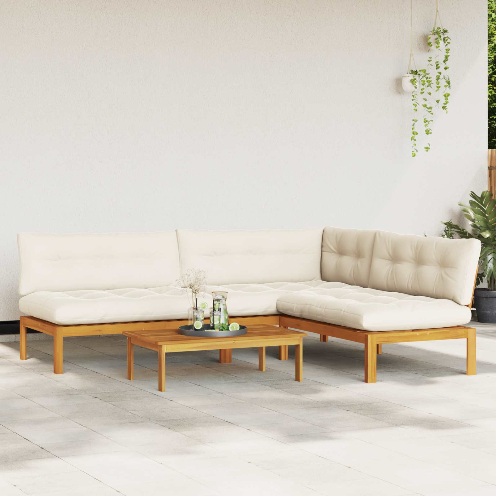 4 Stuk Garden Pallet Sofa Units Massief Acaciahout Naturel image 4