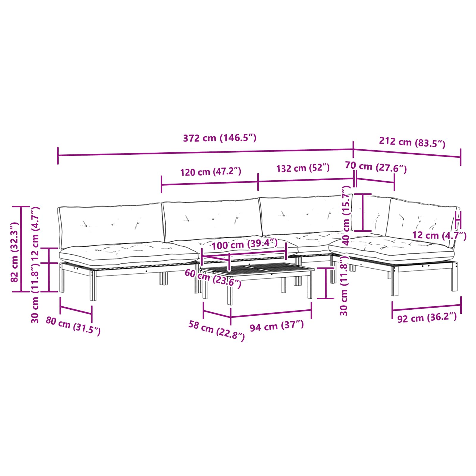 5 Stuk Garden Pallet Sofa Units Massief Acaciahout Naturel image 12