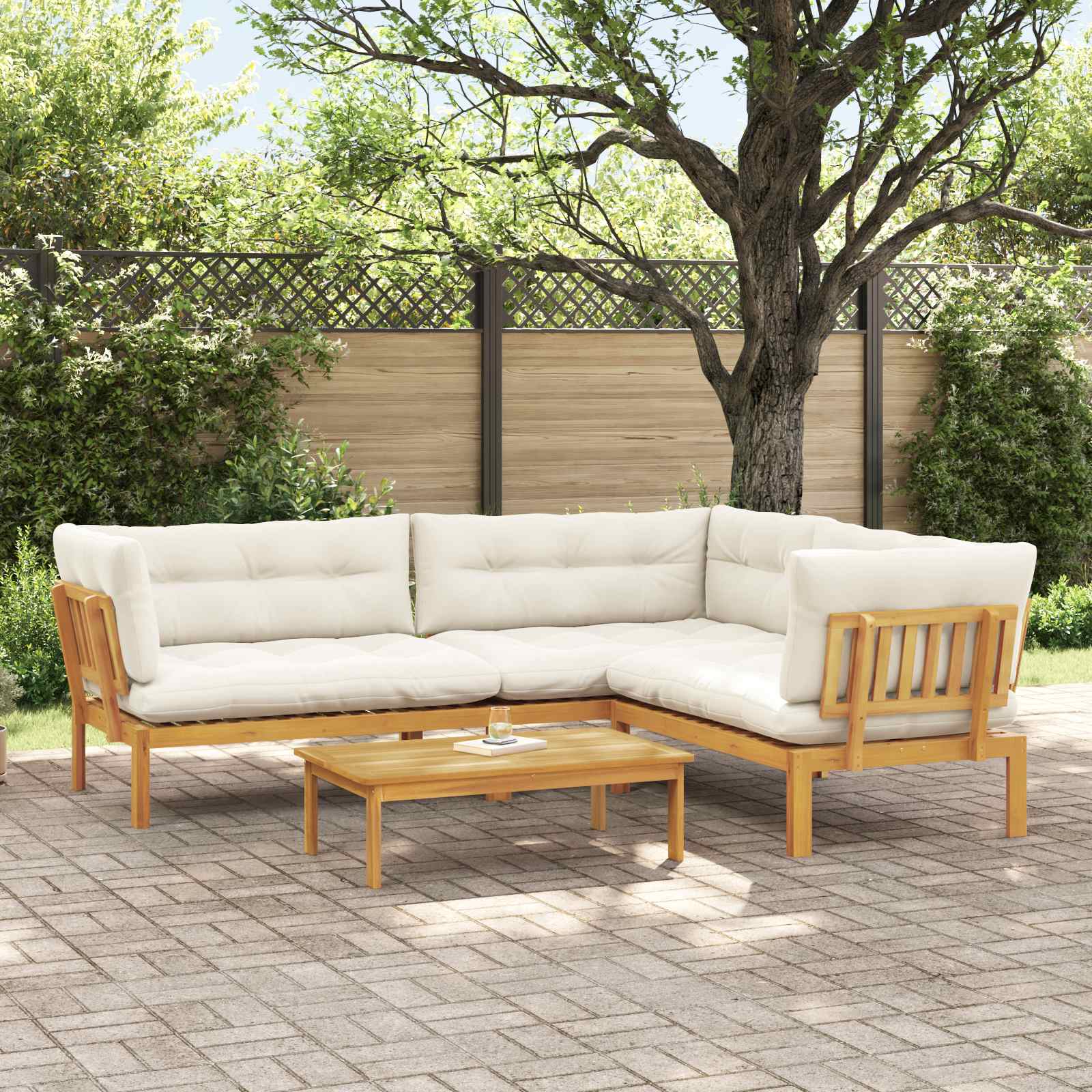4 Stuk Garden Pallet Sofa Units Massief Acaciahout Naturel image 1