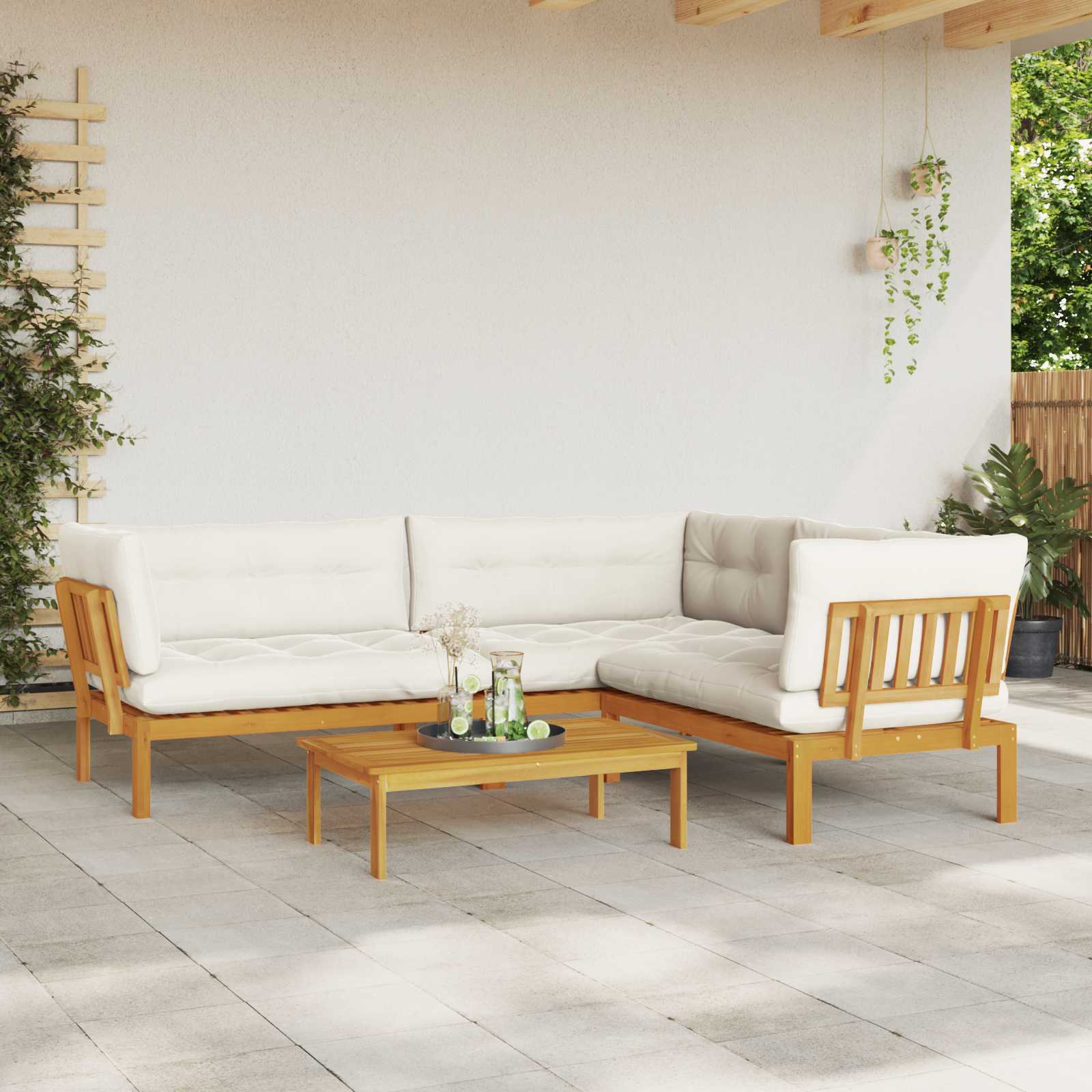 4 Stuk Garden Pallet Sofa Units Massief Acaciahout Naturel image 4