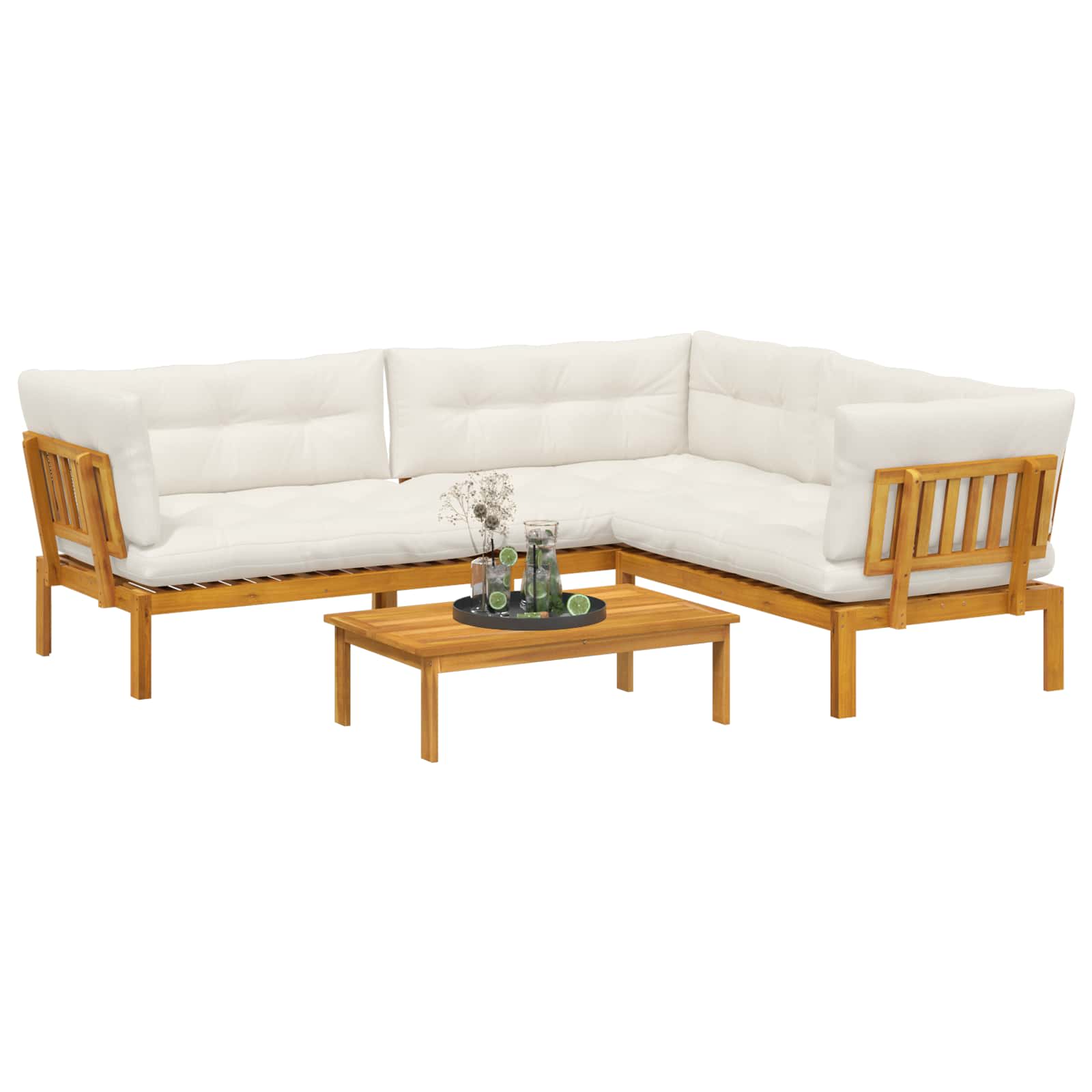 4 Stuk Garden Pallet Sofa Units Massief Acaciahout Naturel image 3