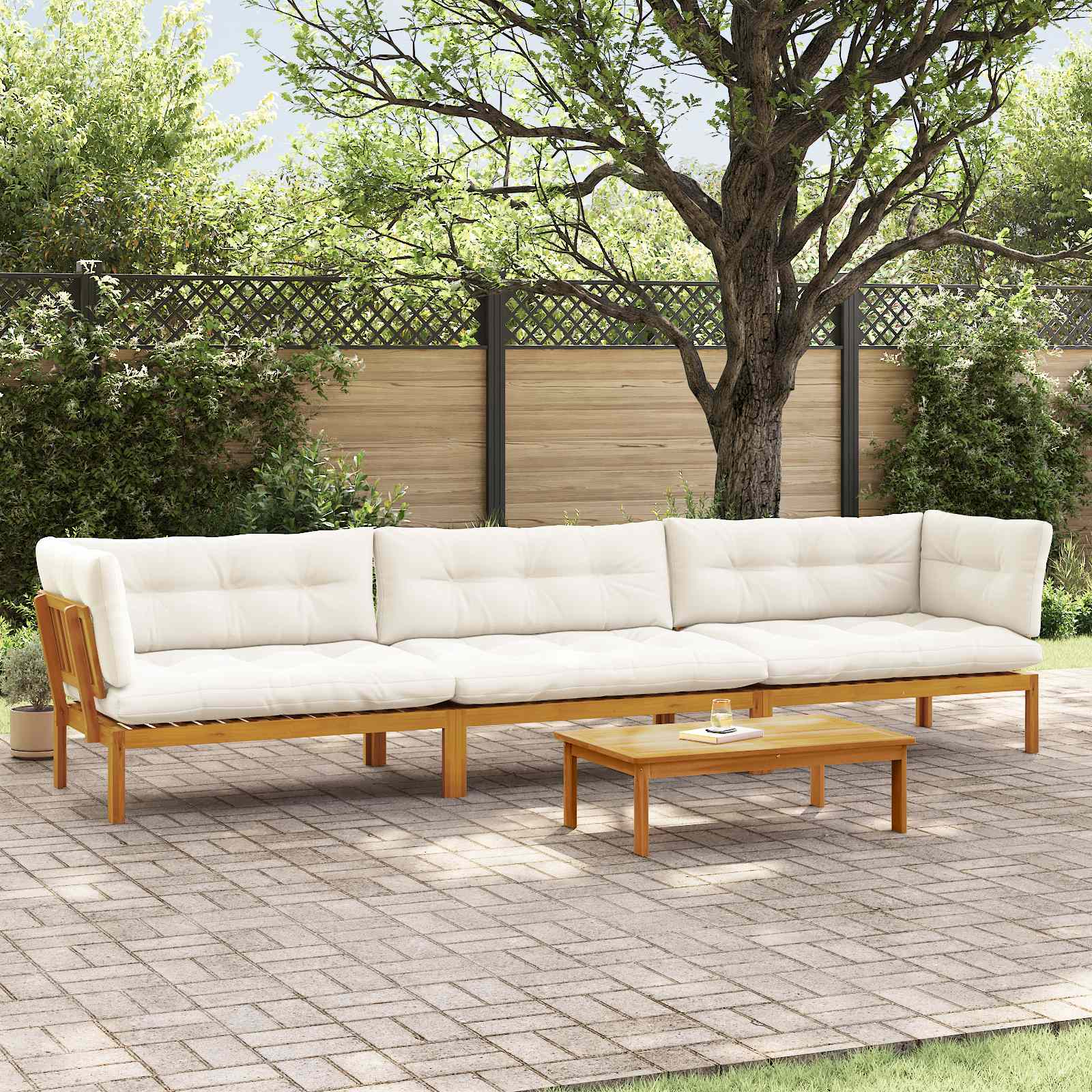 4 Stuk Garden Pallet Sofa Units Massief Acaciahout Naturel image 1
