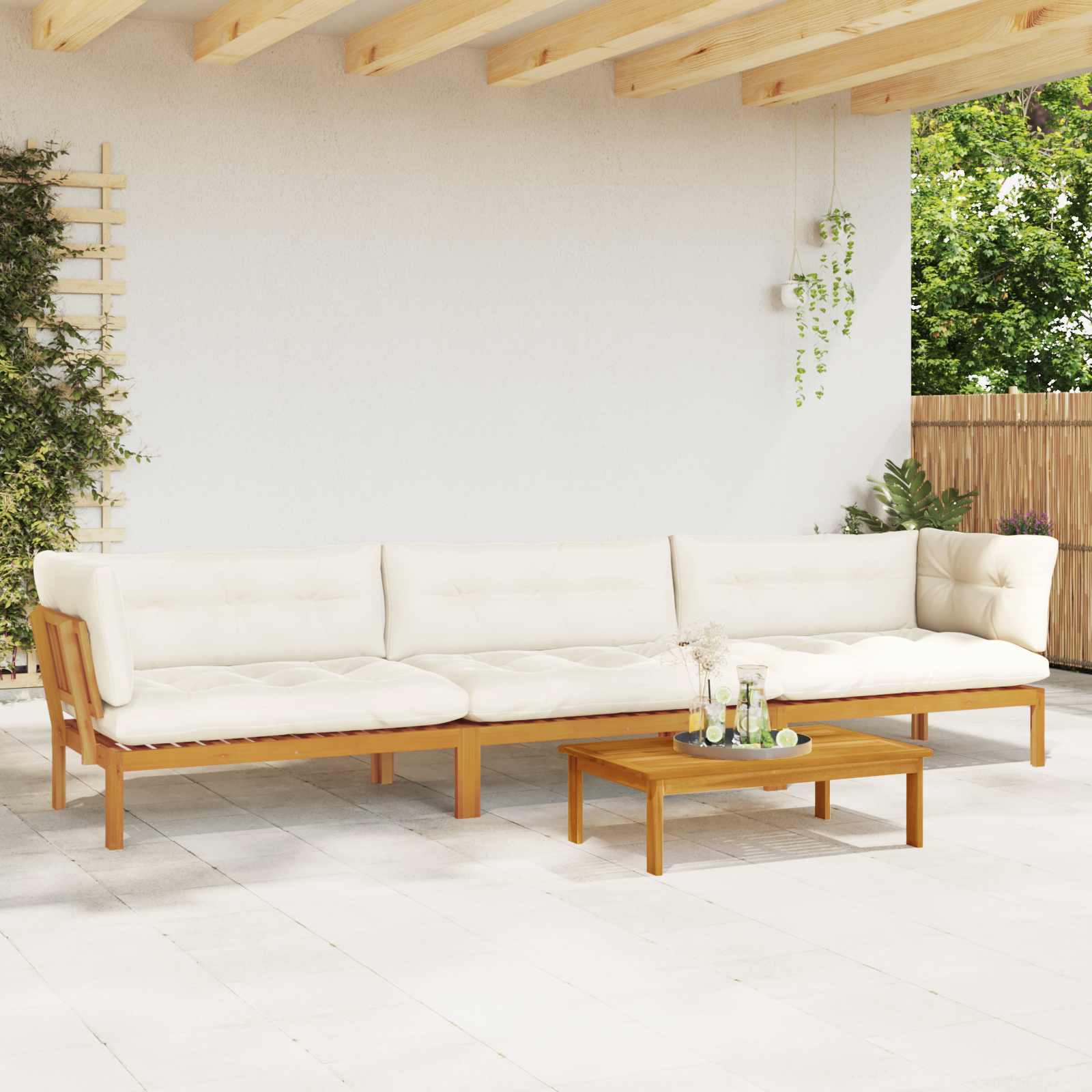 4 Stuk Garden Pallet Sofa Units Massief Acaciahout Naturel image 4