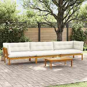 4 Kos Enote vrtne pallet sedeža Masiven les akacije Naravna