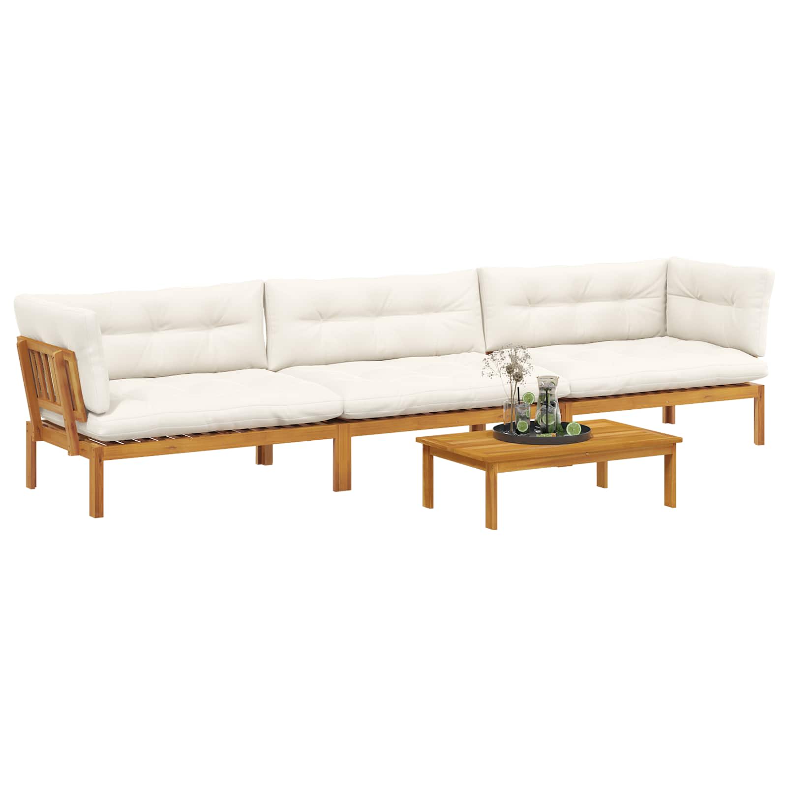 4 Stuk Garden Pallet Sofa Units Massief Acaciahout Naturel image 3