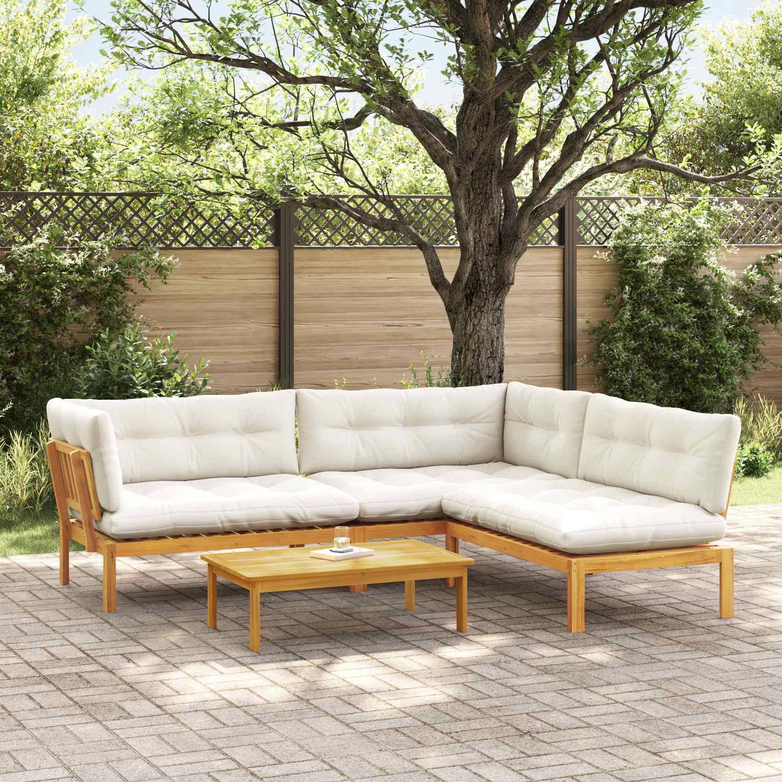 4 Stuk Garden Pallet Sofa Units Massief Acaciahout Naturel image 1